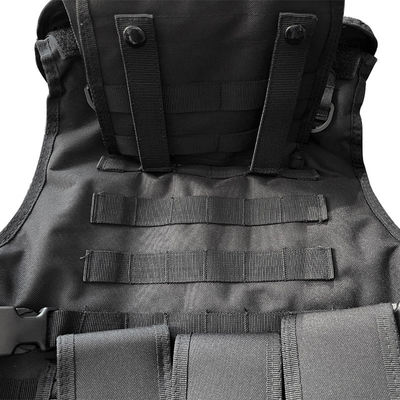 Veiligheidsverstelbaar zwart vest beschermend vest met Molle-systeem in polyesterstof