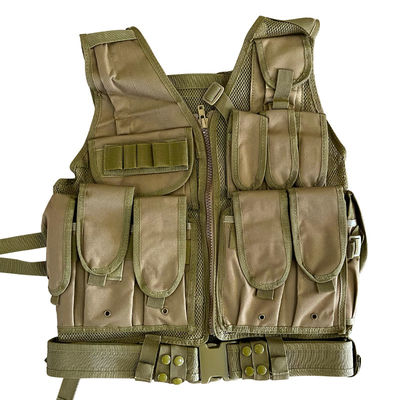 Multifunktioneel Khaki/Tan beschermvest met meerdere zakken en mesh liner 1,6 kg
