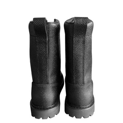 1.5kg op maat gesneden mannen schoenen Zwarte koeienleer laarzen met rubberen buitenzool