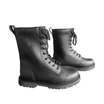 1.5kg op maat gesneden mannen schoenen Zwarte koeienleer laarzen met rubberen buitenzool
