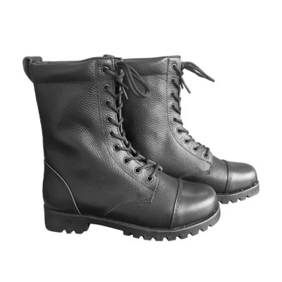 1.5kg op maat gesneden mannen schoenen Zwarte koeienleer laarzen met rubberen buitenzool