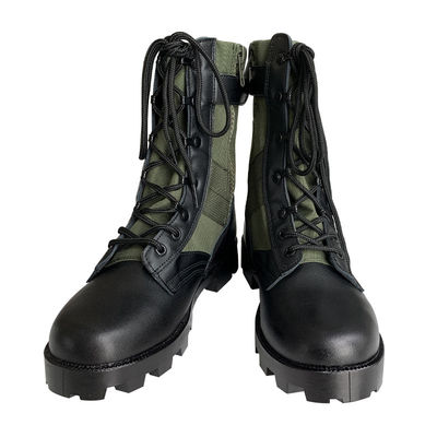 Panama Groene Canvas Leer Combat Style Jungle Laarzen met zijsluiting en betaalbaar