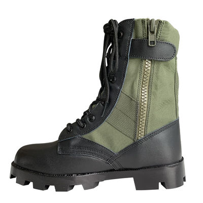 Panama Groene Canvas Leer Combat Style Jungle Laarzen met zijsluiting en betaalbaar