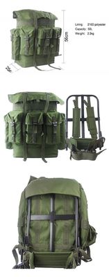50L capaciteit Groene rugzak van Oxfordstof met metalen frame en 600*900D