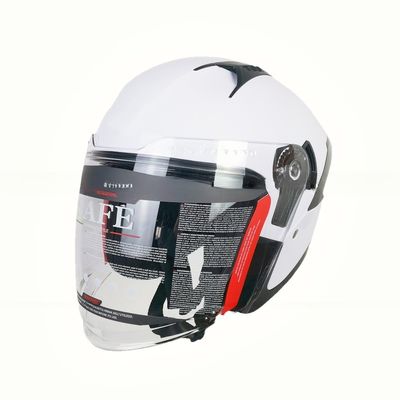 Witte ABS motorfietshelm met halfface PC-schild en aanpasbaar ontwerp