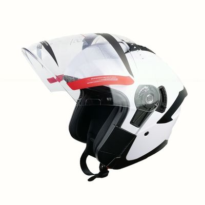 Witte ABS motorfietshelm met halfface PC-schild en aanpasbaar ontwerp