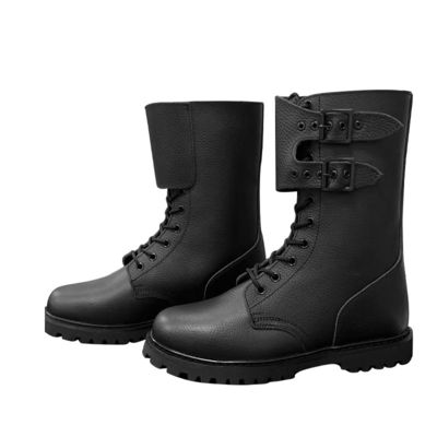 Herfst Mensen Zwarte koeienleer laarzen met rubberen buitenzool Schoenen hak hoogte ongeveer 3cm