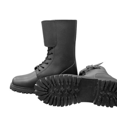 Herfst Mensen Zwarte koeienleer laarzen met rubberen buitenzool Schoenen hak hoogte ongeveer 3cm