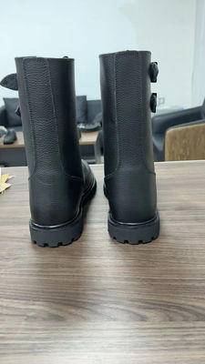 Herfst Mensen Zwarte koeienleer laarzen met rubberen buitenzool Schoenen hak hoogte ongeveer 3cm
