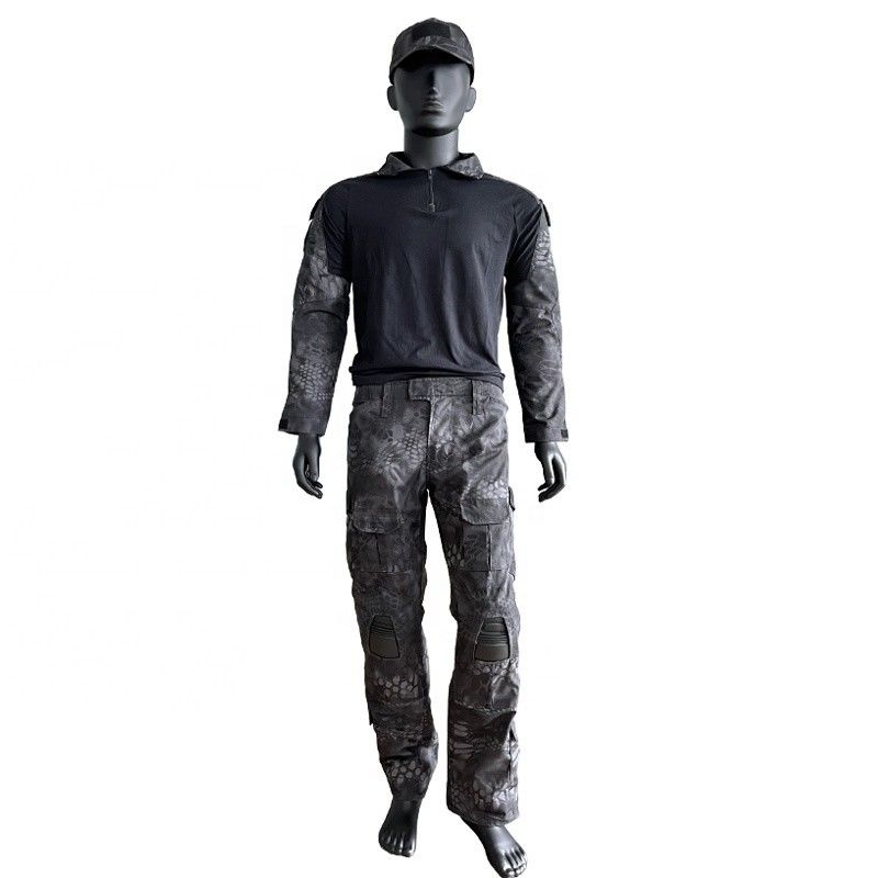 Polyester/kotton mannen lange mouwen gebreide overhemd Uniform kikker pak in aangepaste kleur