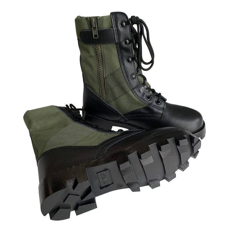 Panama Groene Canvas Leer Combat Style Jungle Laarzen met zijsluiting en betaalbaar