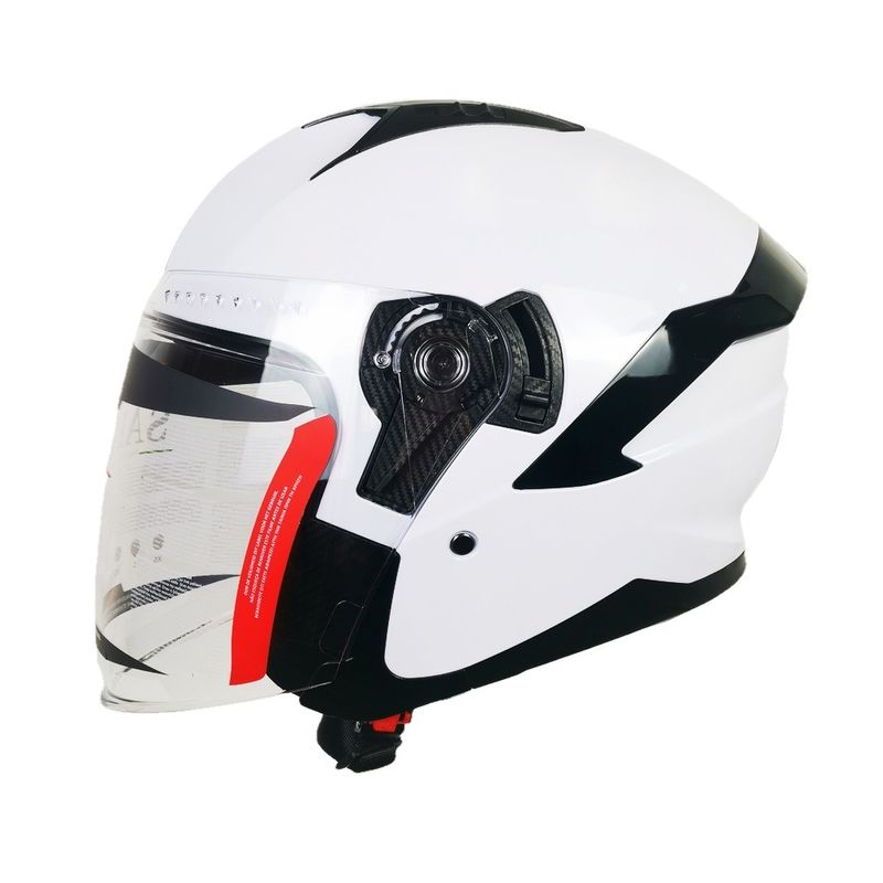 Witte ABS motorfietshelm met halfface PC-schild en aanpasbaar ontwerp
